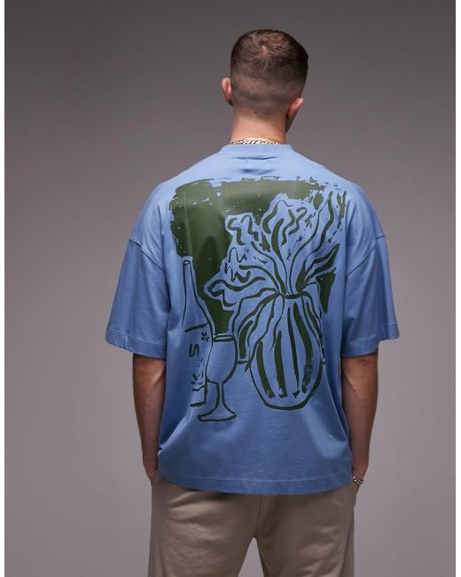 Topman extreme oversized fit t-shirt with front and back still life print