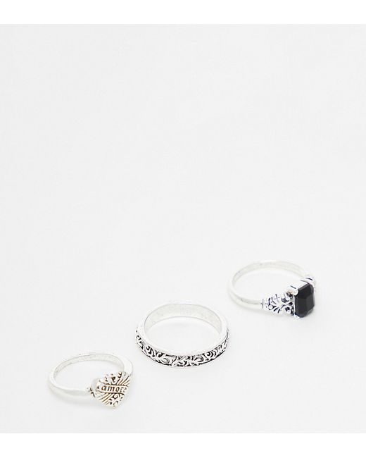Faded Future pack of 3 vintage style amore rings