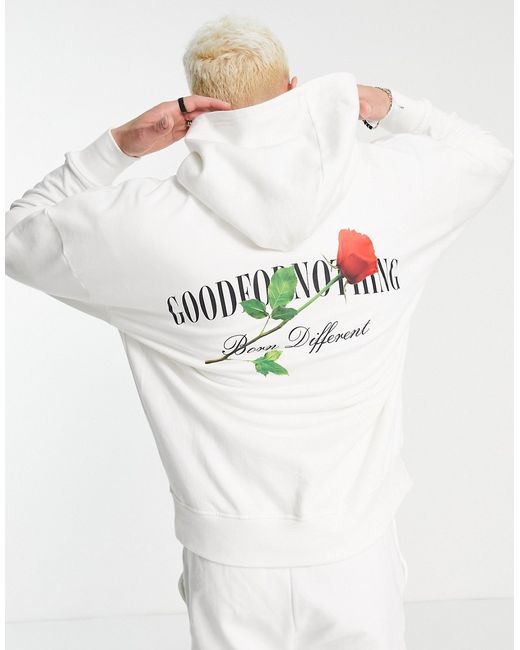 Good For Nothing oversized pullover hoodie off with rose logo print part of a set