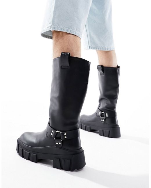 Asos Design chunky calf boots faux leather