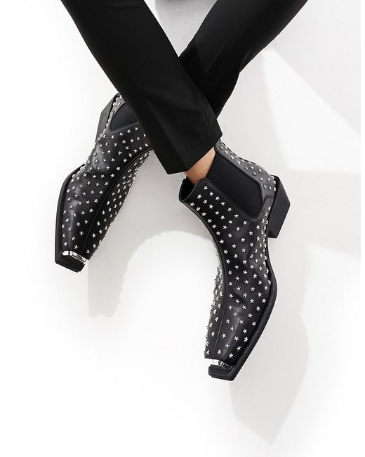 Asos Design heeled chelsea boot with all over star studs