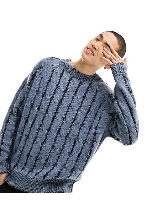 Collusion cable knit plated crew neck knitted sweater