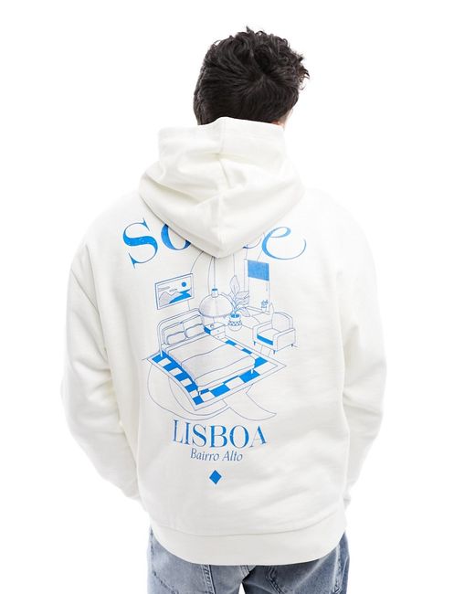 Asos Design oversized hoodie off with city print and large back