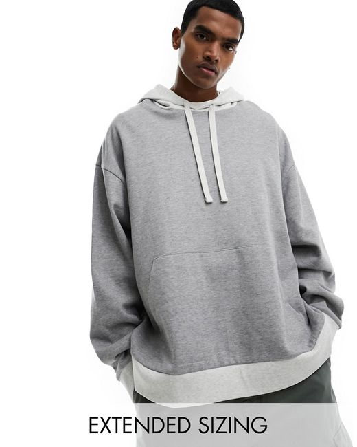 Asos Design oversized hoodie heather with contrast hood