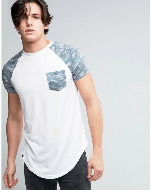 Le Breve Longline T-Shirt with Pocket and Contrast Sleeve
