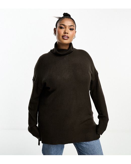 Brave Soul Plus ming knitted roll neck oversized sweater