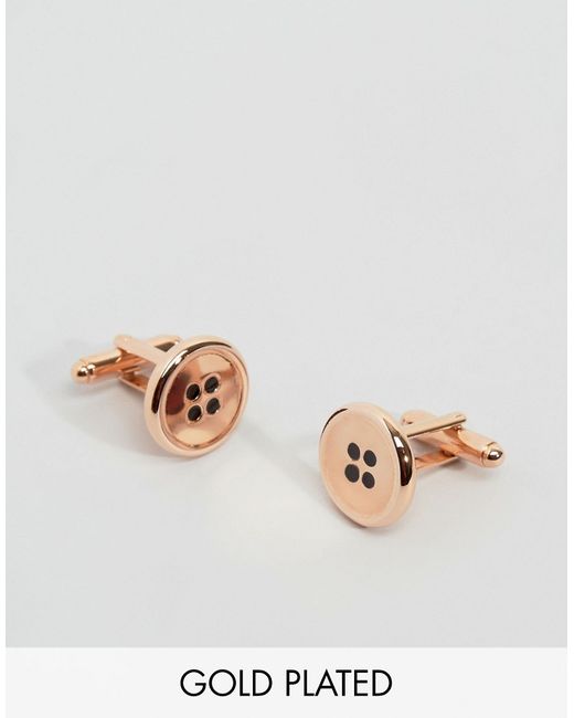 Simon Carter Button Cufflinks In Rose Exclusive To