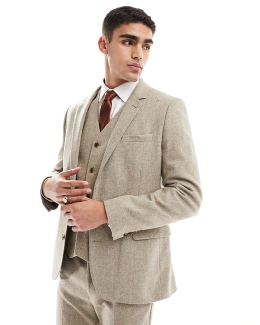 Asos Design slim suit jacket wool mix texture