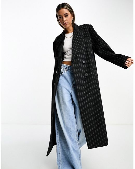 Asos Design oversized dad coat pinstripe
