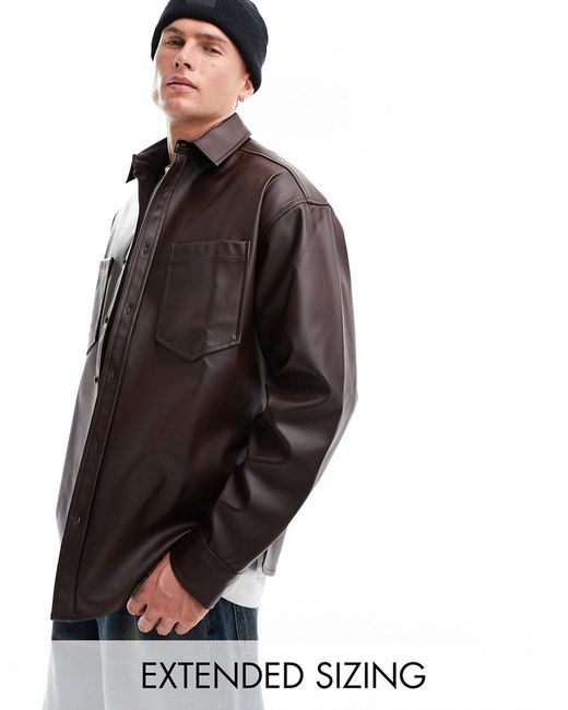 Asos Design 90s oversized faux leather shirt