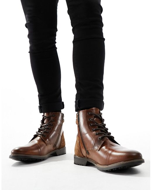 Red Tape casual lace up boots dark leather