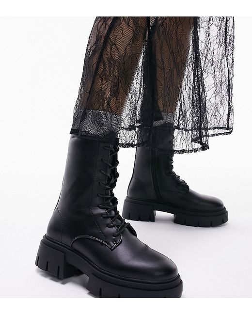 TopShop Wide Fit Lydia chunky lace up boots