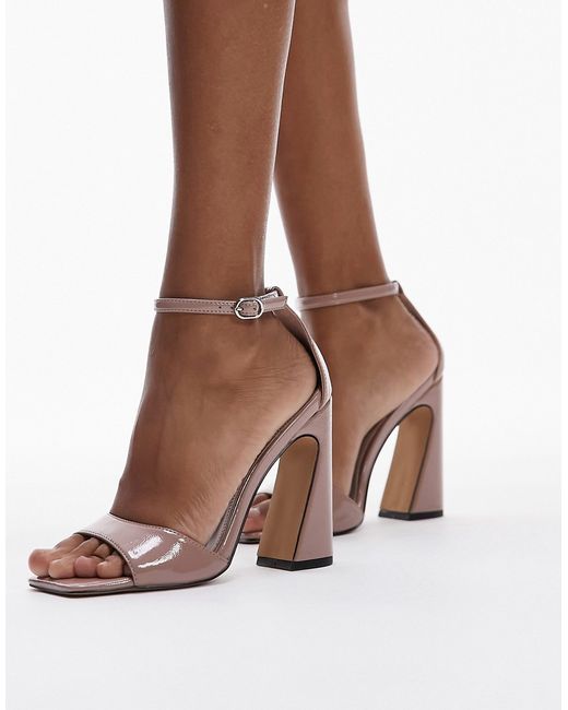 TopShop Wide Fit Fliss two part heeled sandal blush-