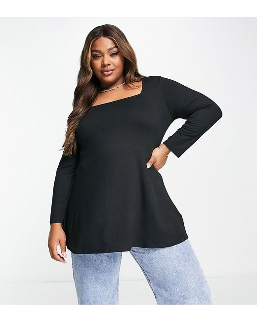 Simply Be square neck long sleeve top