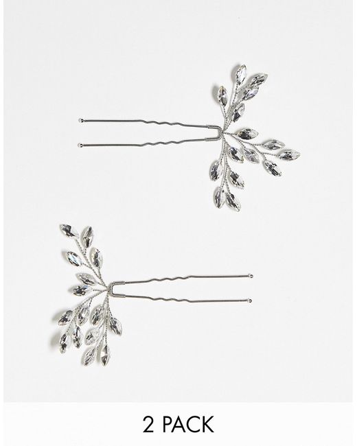 True Decadence crystal leaf hair pins