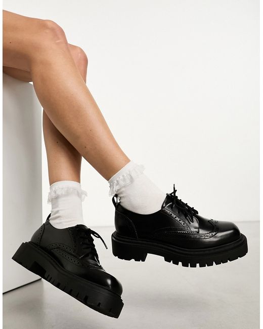 Monki chunky lace up brogue shoe with cleated sole