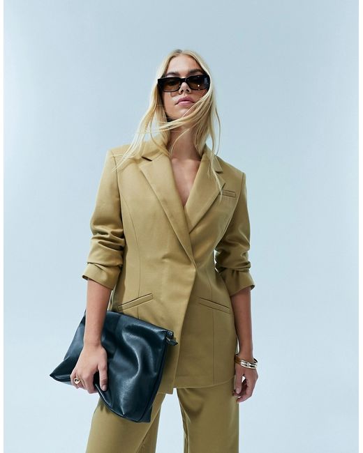 Asos Design premium structured blazer with wool camel-