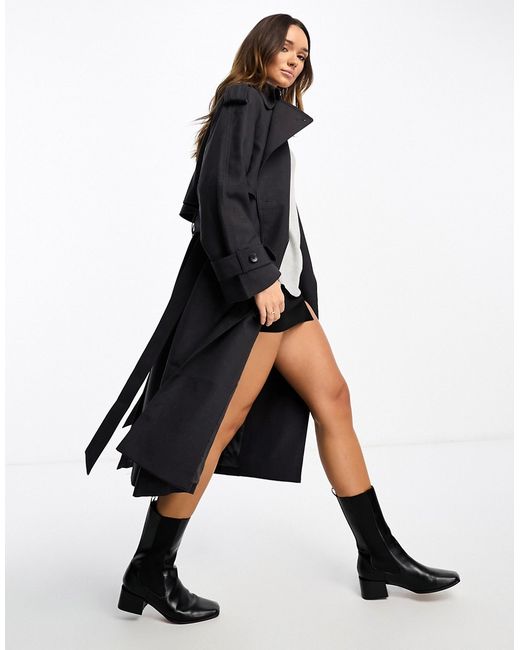 Other Stories wool blend belted trench coat dark