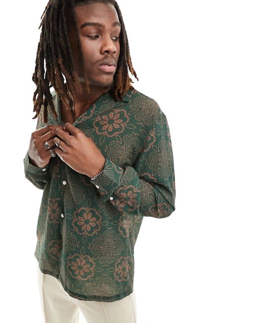 Asos Design relaxed deep camp collar shirt floral print