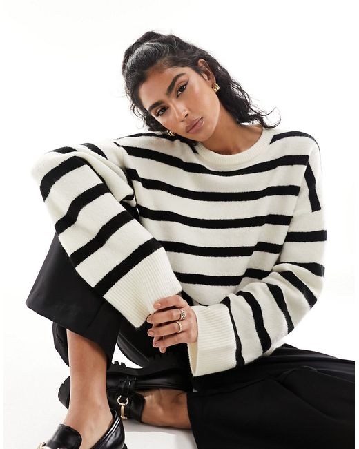 Asos Design boxy crew neck sweater stripe-