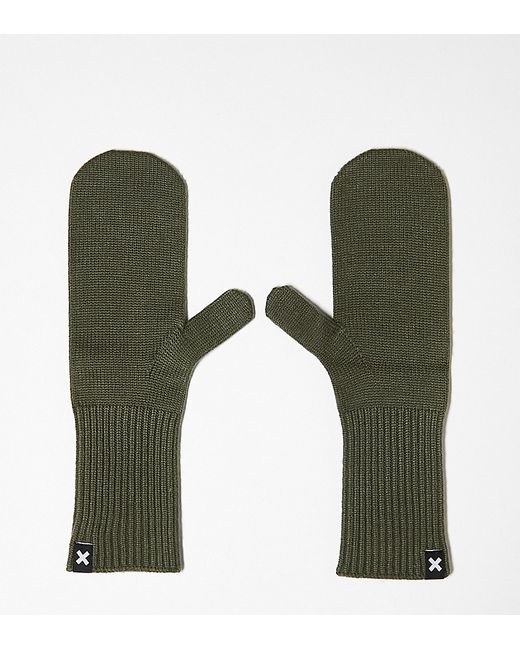 Collusion knitted mittens khaki-