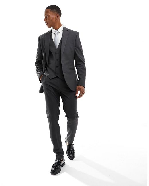 Asos Design skinny suit jacket charcoal-