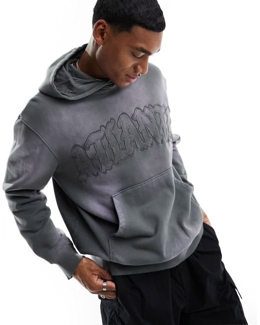 Asos Design oversized heavyweight sweatshirt wash with city embroidery