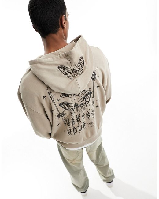 Asos Design oversized hoodie with back print and butterfly embroidered hood