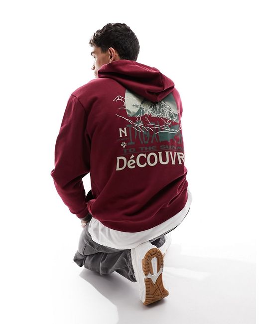 Asos Design oversized hoodie with large back print burgundy-