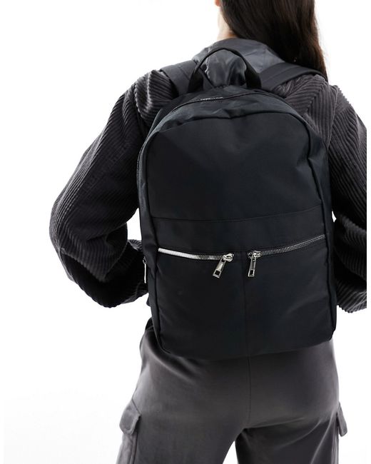 Asos Design nylon double zip backpack bag