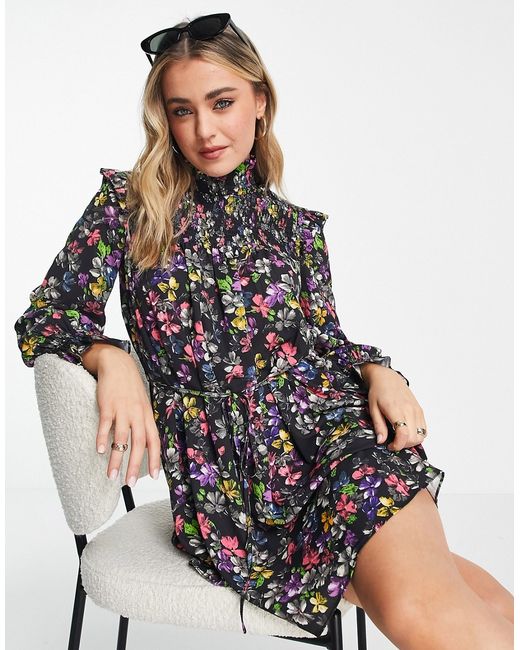 French Connection alanna floral printed smocked dress