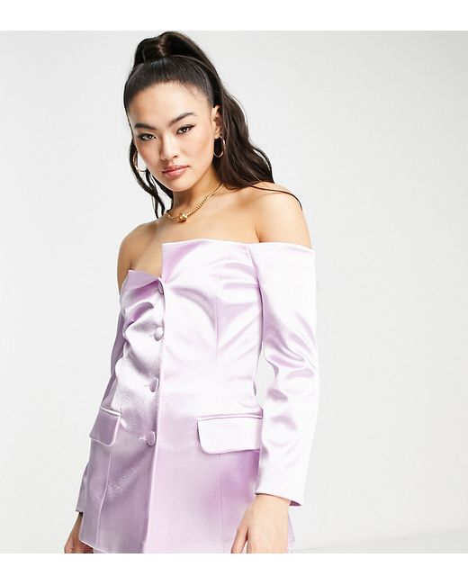 Asos Design metallic off the shoulder suit blazer lilac-