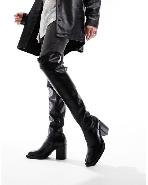 Asos Design over the knee heeled chelsea boots on chunky sole