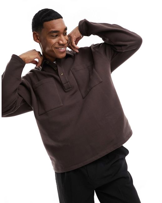 Asos Design heavyweight oversized polo sweatshirt