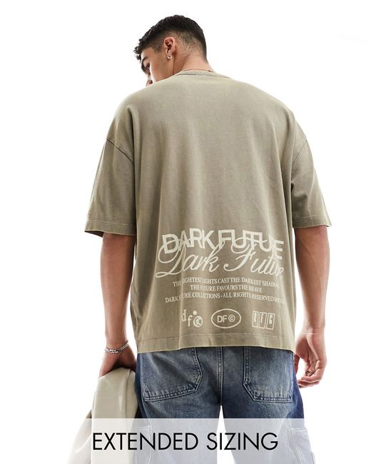 Asos Design Dark Future oversized T-shirt wash with back print