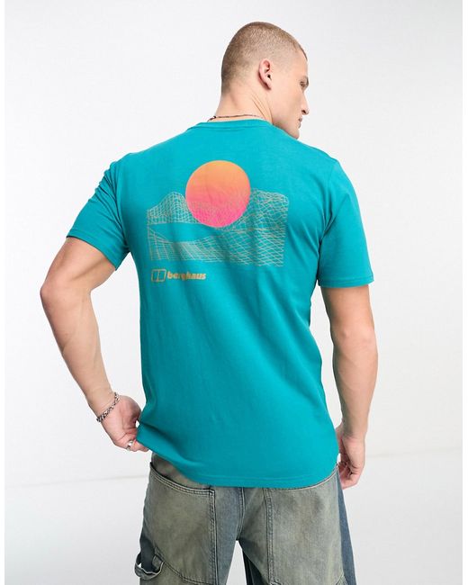 Berghaus Snowdon sun back print T-shirt teal-