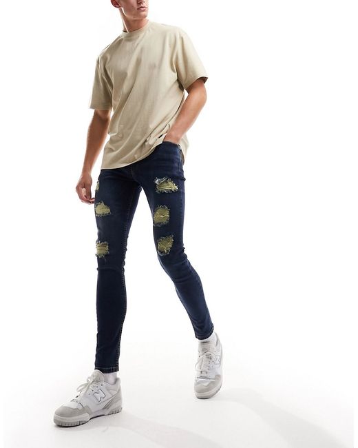 Don't Think Twice DTT stretch skinny fit extreme rip jeans distressed