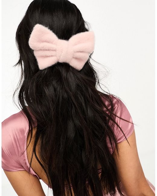 Glamorous knitted hair bow blush