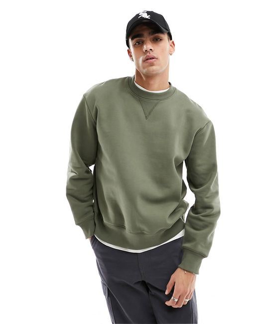 Asos Design heavyweight oversized sweatshirt washed khaki-