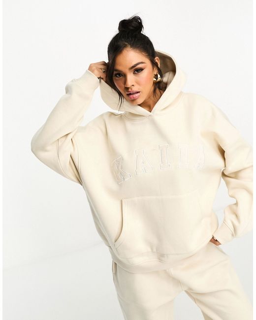 Kaiia oversized logo hoodie cream part of a set-