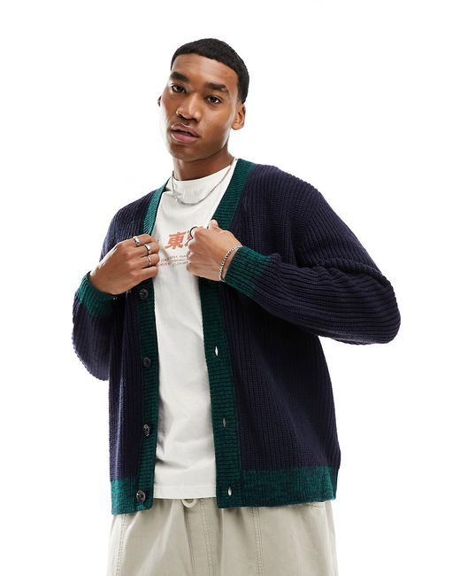 Asos Design relaxed knit cardigan with contrast detailing