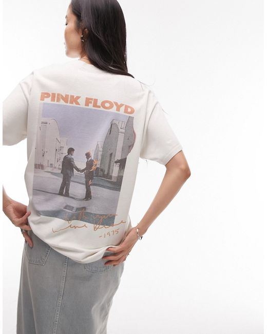 TopShop graphic licensed Pink Floyd Wish You Were Here oversized tee ecru-
