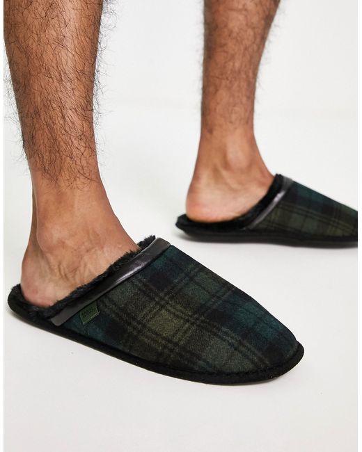 Totes mule slippers khaki plaid-