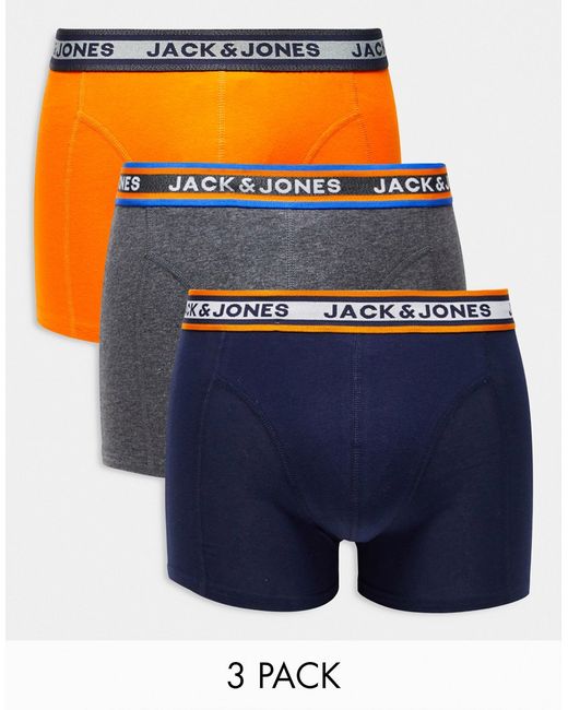 Jack & Jones 3 pack trunks orange/navy/gray-