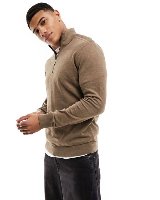 Selected Homme half zip high neck knit sweater