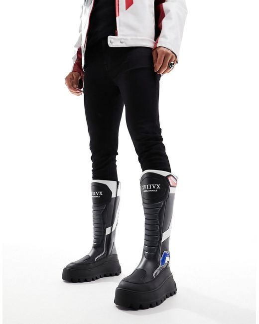 Asos Design chunky knee-high boots with motocross details-