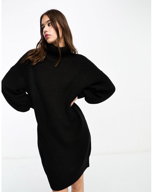 Noisy May high neck wide sleeve knitted sweater dress