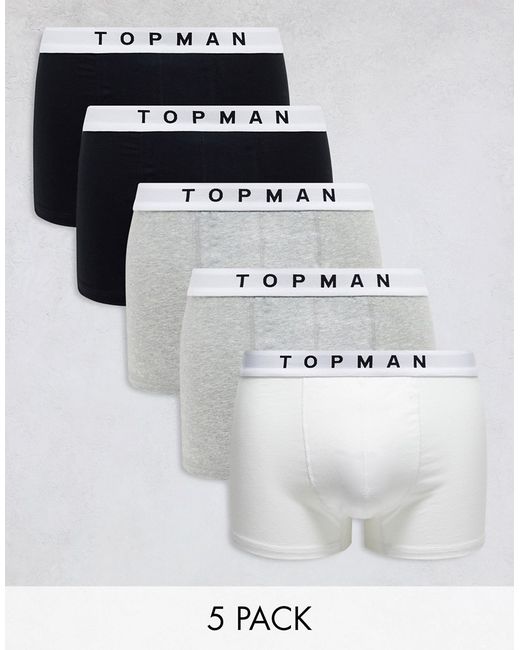 Topman 5 pack trunks black gray and white-