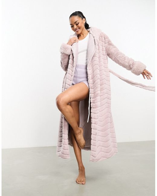 Boux Avenue chevron embossed long robe mocha-