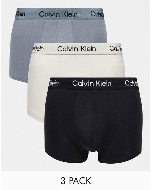 Calvin Klein 3-pack trunks black gray and off-white-